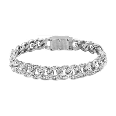 Iced Out Crystal Heart Tennis Chain Miami Cuban Link Chain Bracelet for Women Men Hiphop Chunky Chains Bracelets Jewelry