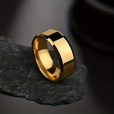 Stainless Steel Ring Classic Black Golden Silvery Glossy Men Rings