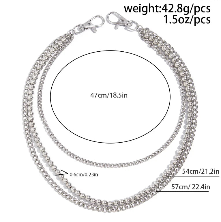 Fashion Punk Metal Pants Chain Hip Hop Waist Chain Bead Pendant Jeans Chain For Men Women Accessories Gifts