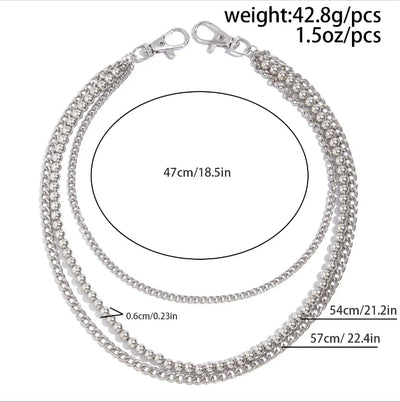 Fashion Punk Metal Pants Chain Hip Hop Waist Chain Bead Pendant Jeans Chain For Men Women Accessories Gifts